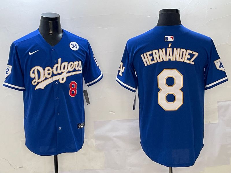 Men Los Angeles Dodgers #8 Hernandez Blue Gold Game 2025 Nike MLB Jersey style 3132